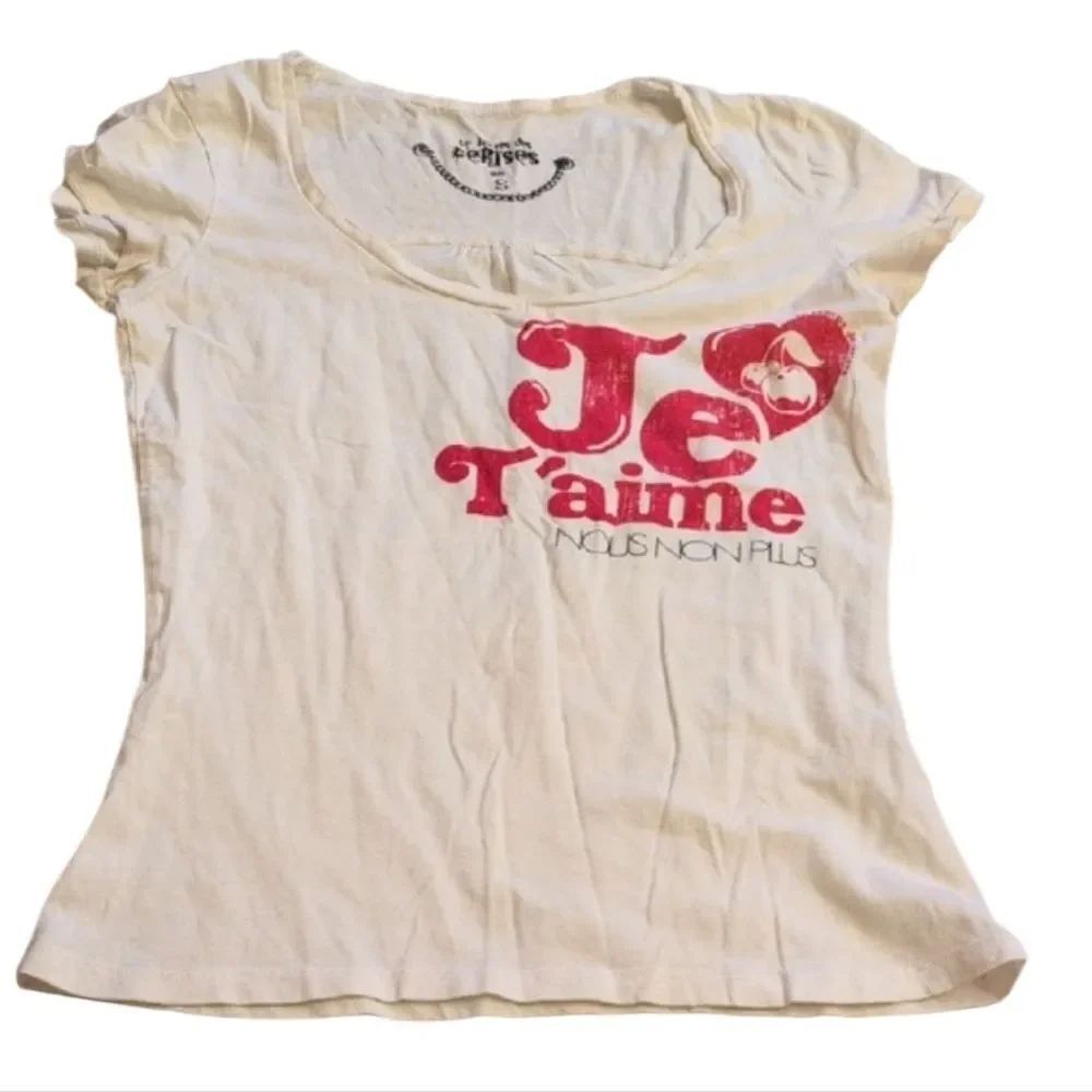 Le Temps De Cerises Je T'aime Nous Non Plus Cherry Graphic Tee Shirt White Red S